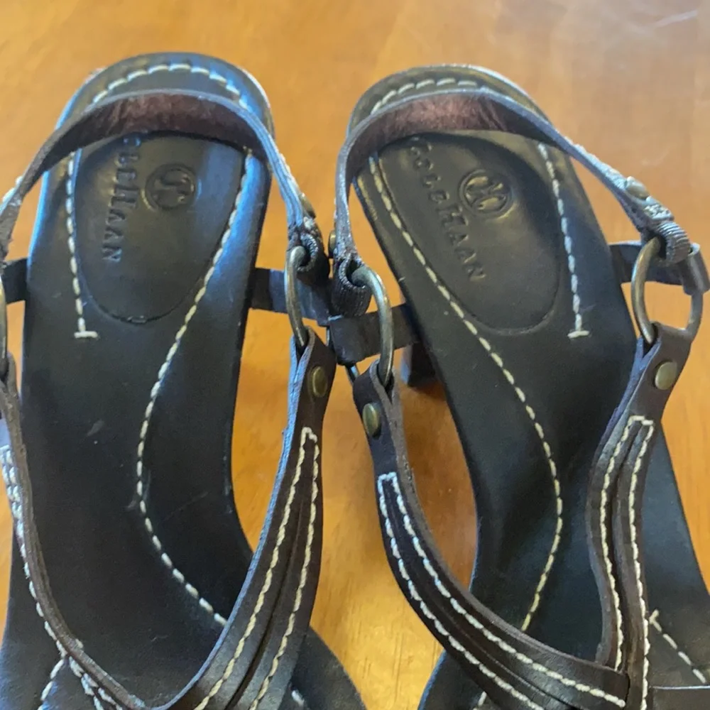 COLE HAAN Sz 8 1/2 Heel Sandals Brown EUC